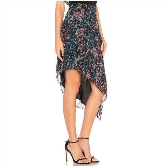 IRO Blink Black Petal Print Asymmetric Chiffon Skirt Size 6 - Picture 2 of 16